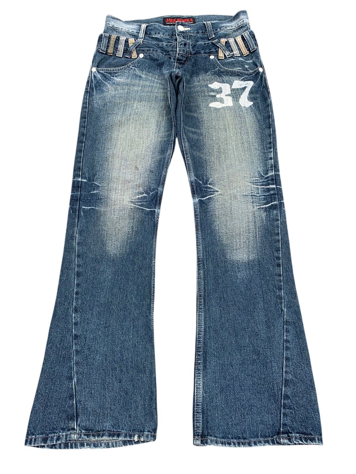 Tornado Mart FLARE JACK SERIKA DOUBLE WAIST WING PUNK DISTRESSED DENIM Size US 32 / EU 48 - 5 Thumbnail