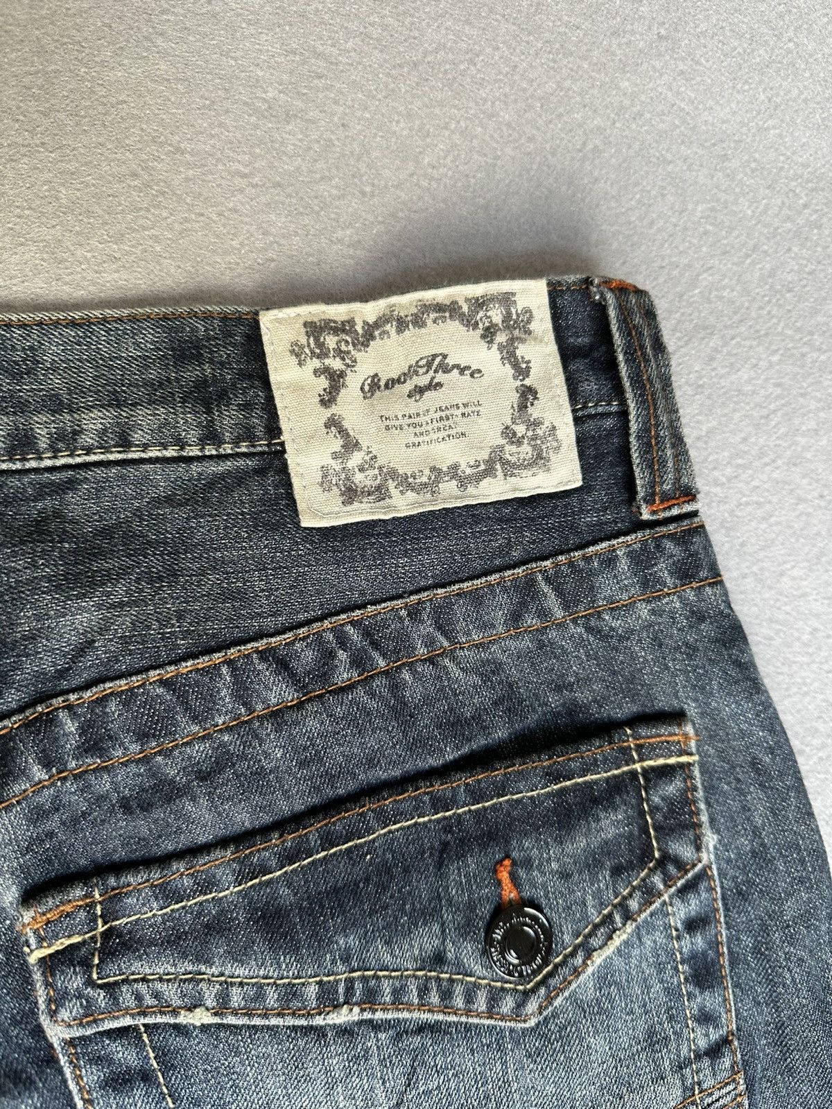 Japanese Brand FLARE Root Three Distressed Splatter Denim Size US 34 / EU 50 - 11 Thumbnail