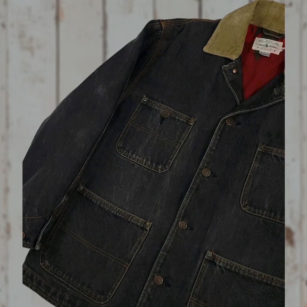 Ralph Lauren Vintage Polo Ralph Lauren Jacket M Denim Aztec Lined Barn Chore Country Rare RL Size M / US 6-8 / IT 42-44 - 1 Thumbnail