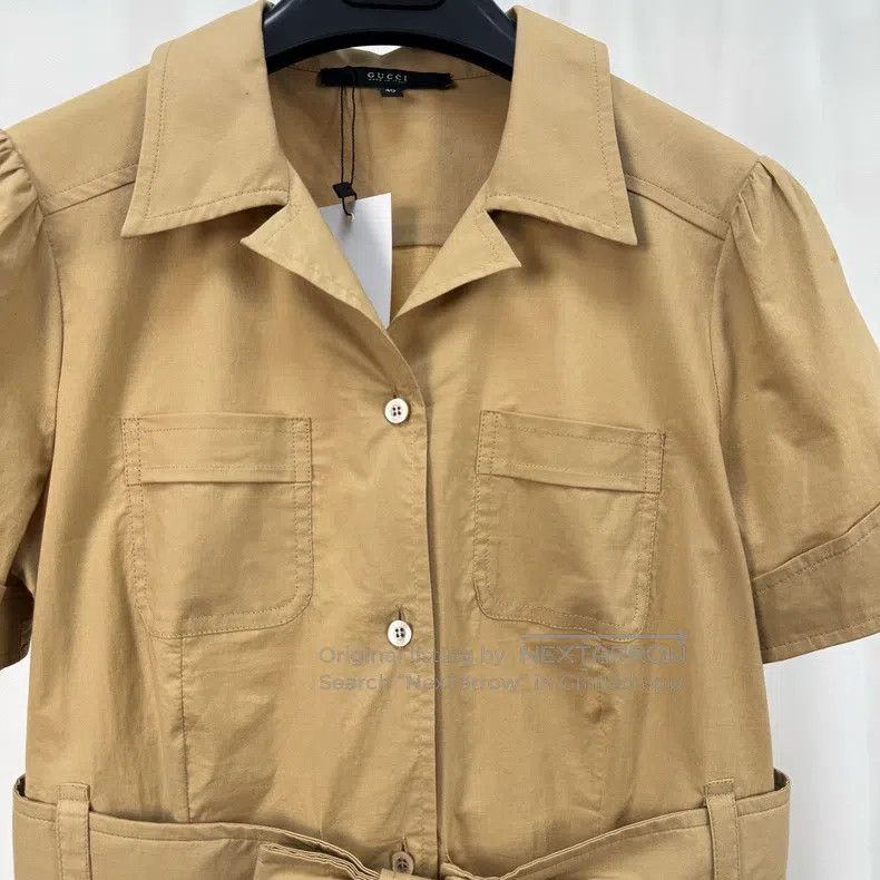 Gucci Gucci Embroidered letter khaki short-sleeved shirt Size S / US 4 / IT 40 - 3 Thumbnail