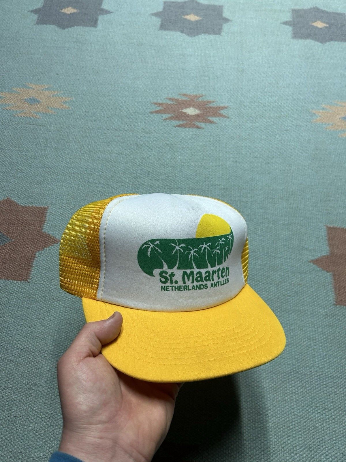 Vintage Vtg trucker hat St Maarten Caribbean island beach palm trees Size ONE SIZE - 1 Thumbnail