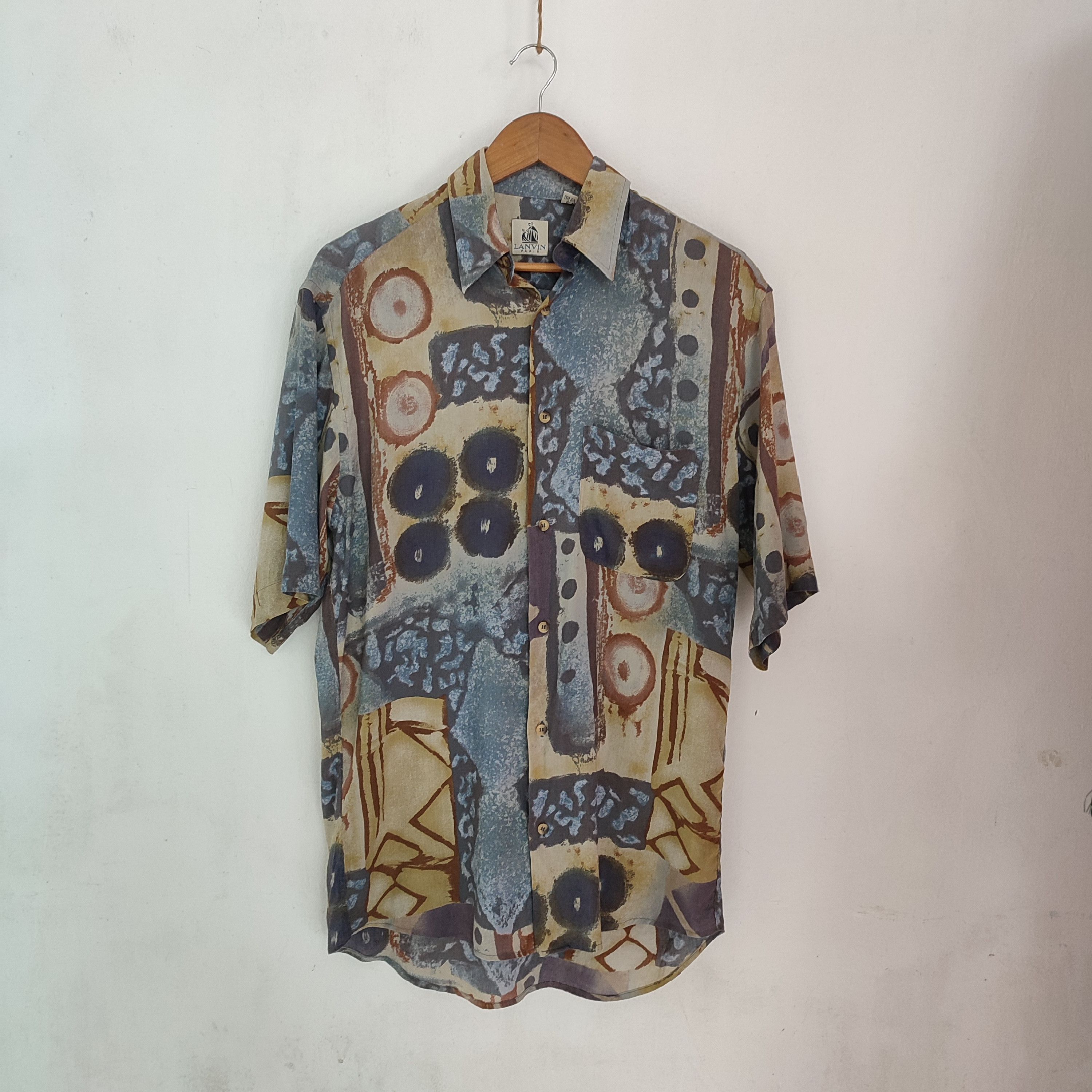 image of Lanvin Abstract Pattern Shirt in Brown, Men's (Size Small)