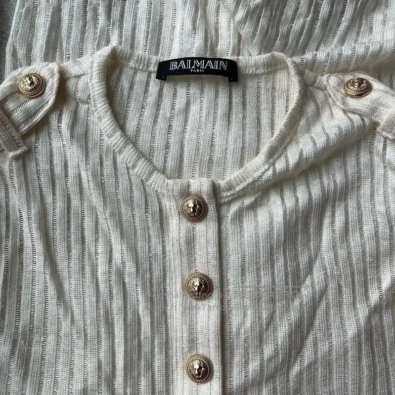 Balmain Balmain Cream Cotton Women's Pullover Sweater . Size S / US 4 / IT 40 - 3 Thumbnail