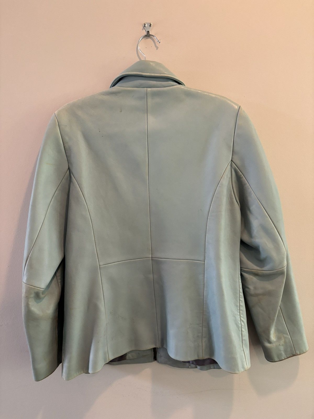 Liz Claiborne Vintage Liz Claiborne Stained Light Blue Leather Jacket Size L / US 10 / IT 46 - 11 Thumbnail