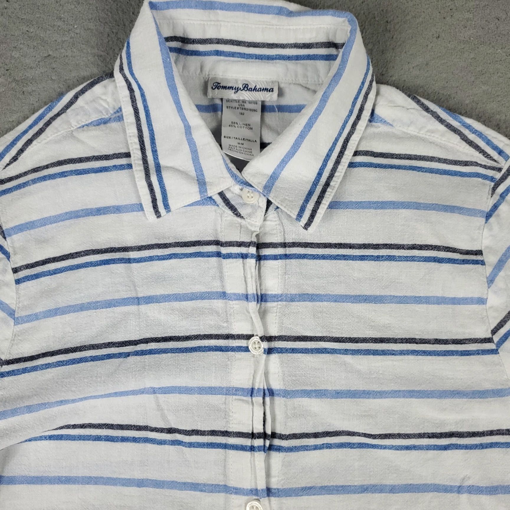 Tommy Bahama Tommy Bahama Shirt Dress Womens Medium Blue Striped Long Sleeve Collared Button Up Size M / US 6-8 / IT 42-44 - 2 Thumbnail