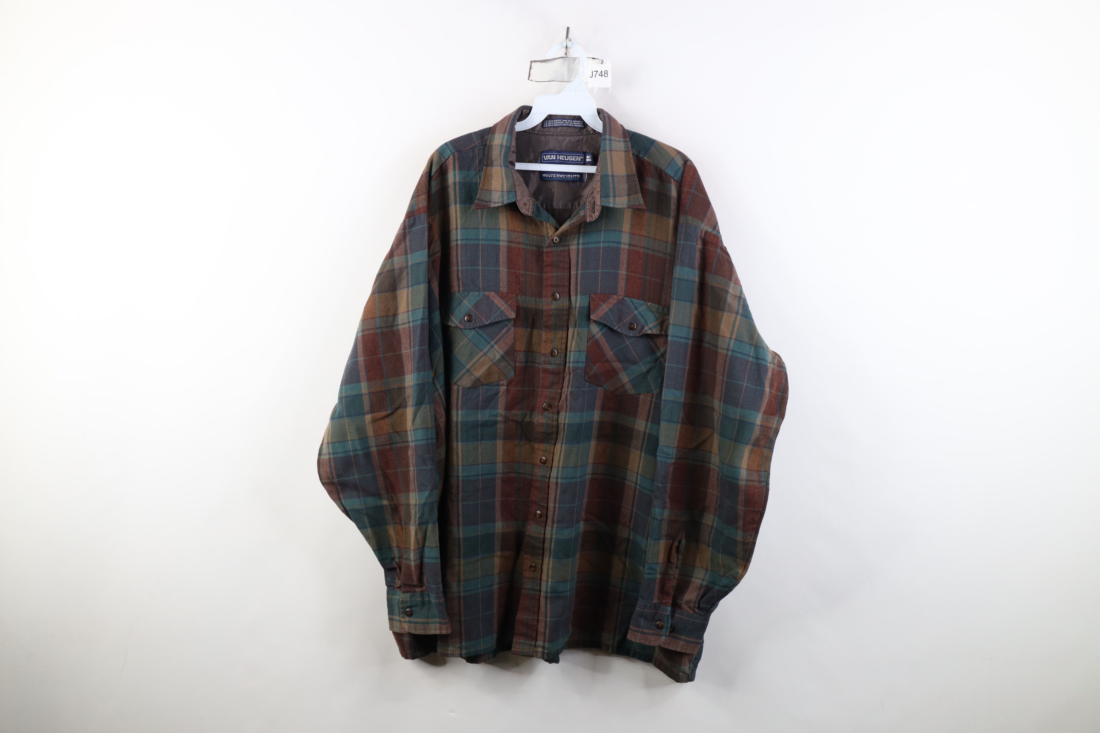 Vintage Vintage 90s Streetwear Tone Knit Collared Button Shirt Plaid Size US XXL / EU 58 / 5 - 1 Thumbnail