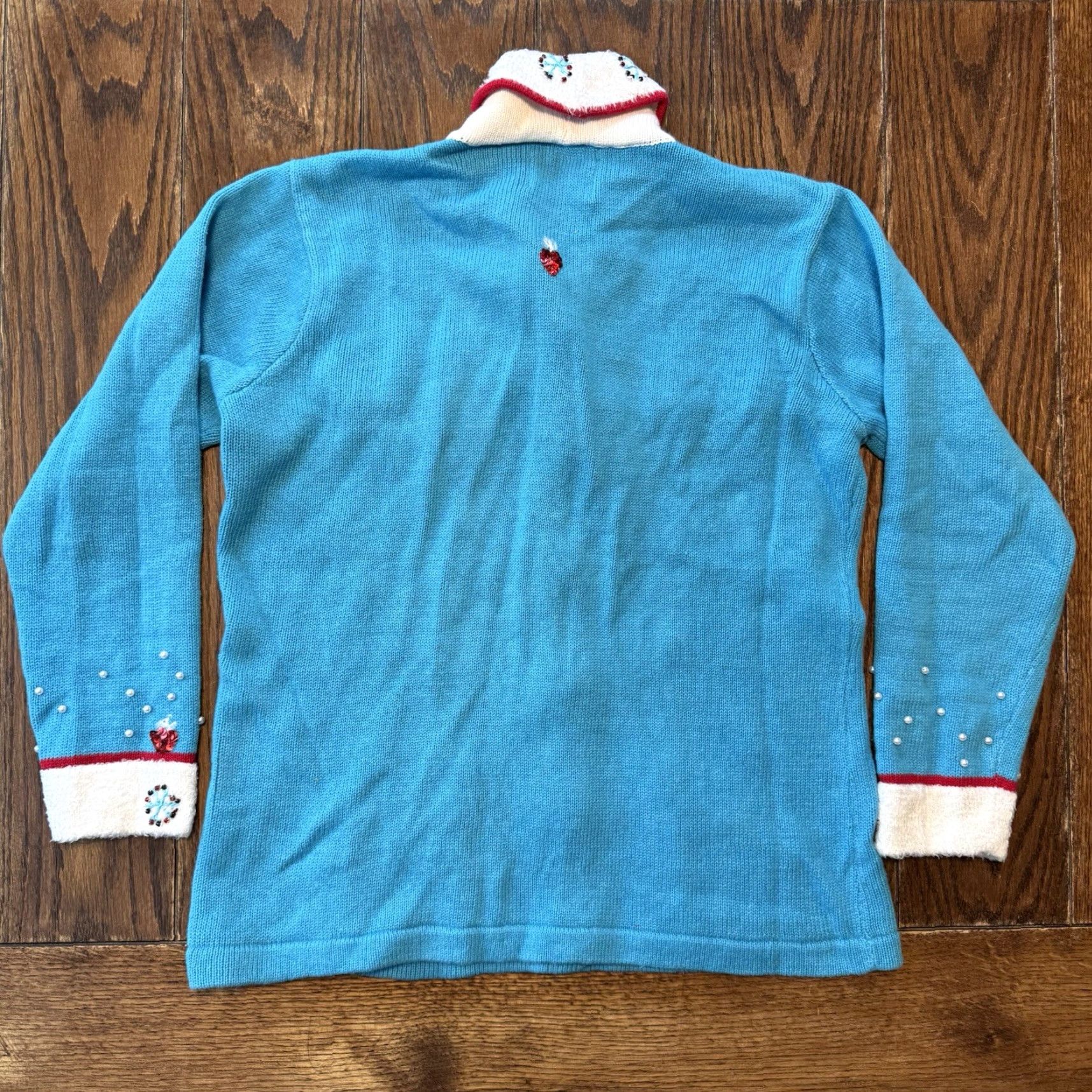 Vintage VINTAGE Storybook Knits Christmas Button Sweater Women’s M Snowman Winter Cardigan Knits Beaded Embroidered Blue Navy M Size M / US 6-8 / IT 42-44 - 7 Thumbnail