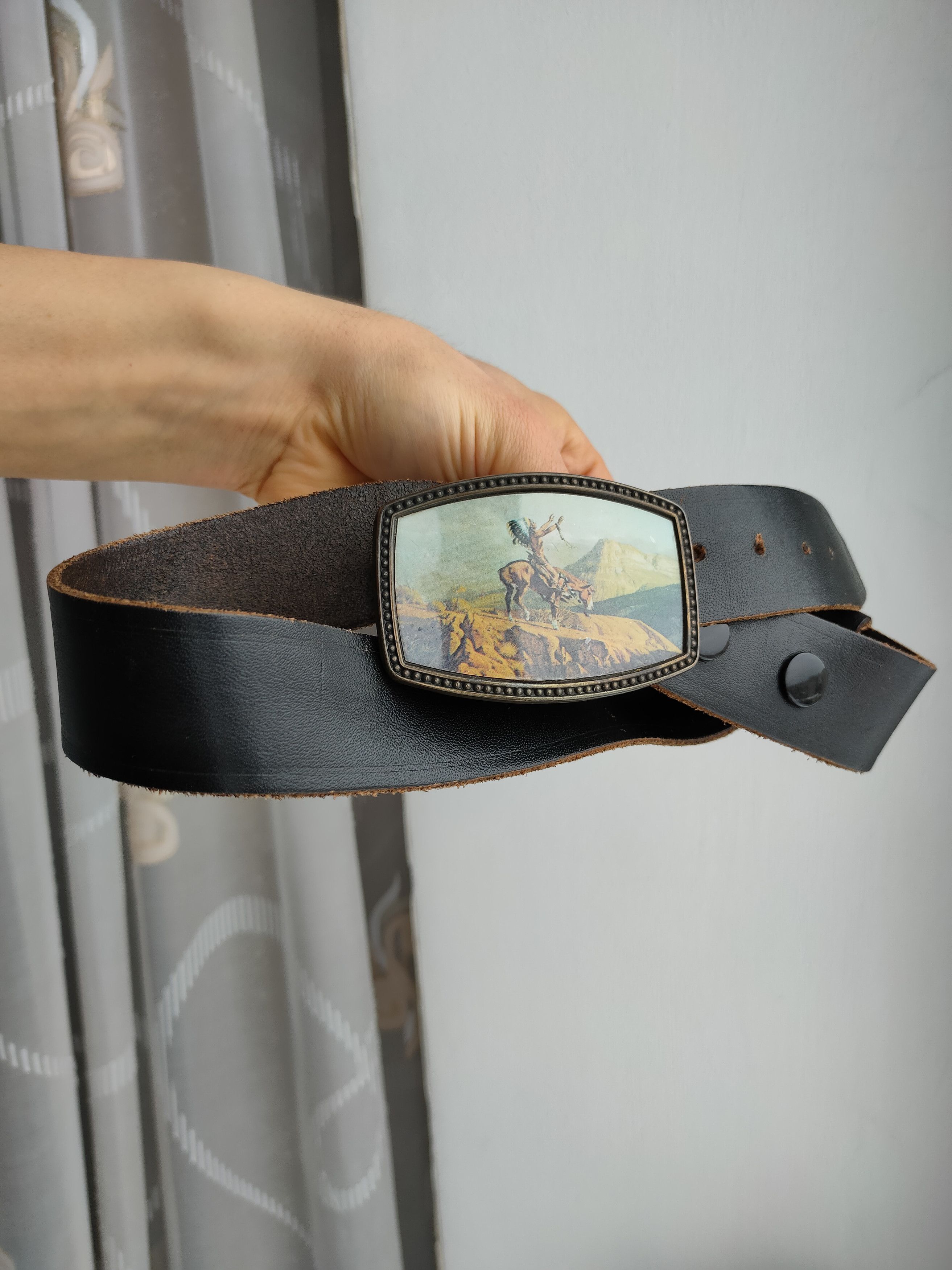 Vintage Vintage Newey England Leather Belt Buckle Prayer To God Size ONE SIZE - 5 Thumbnail