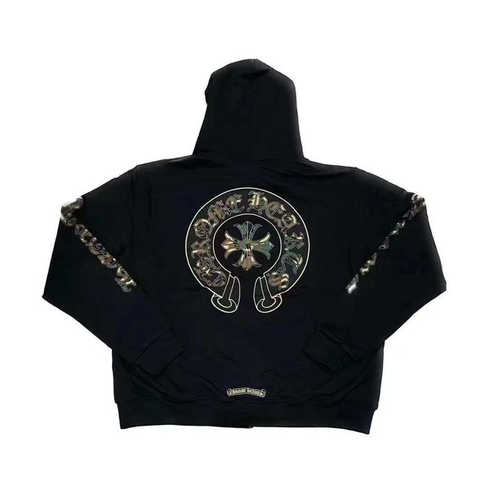 Chrome Hearts Camo horseshoe triple cross lined zip up hoodie | Grailed