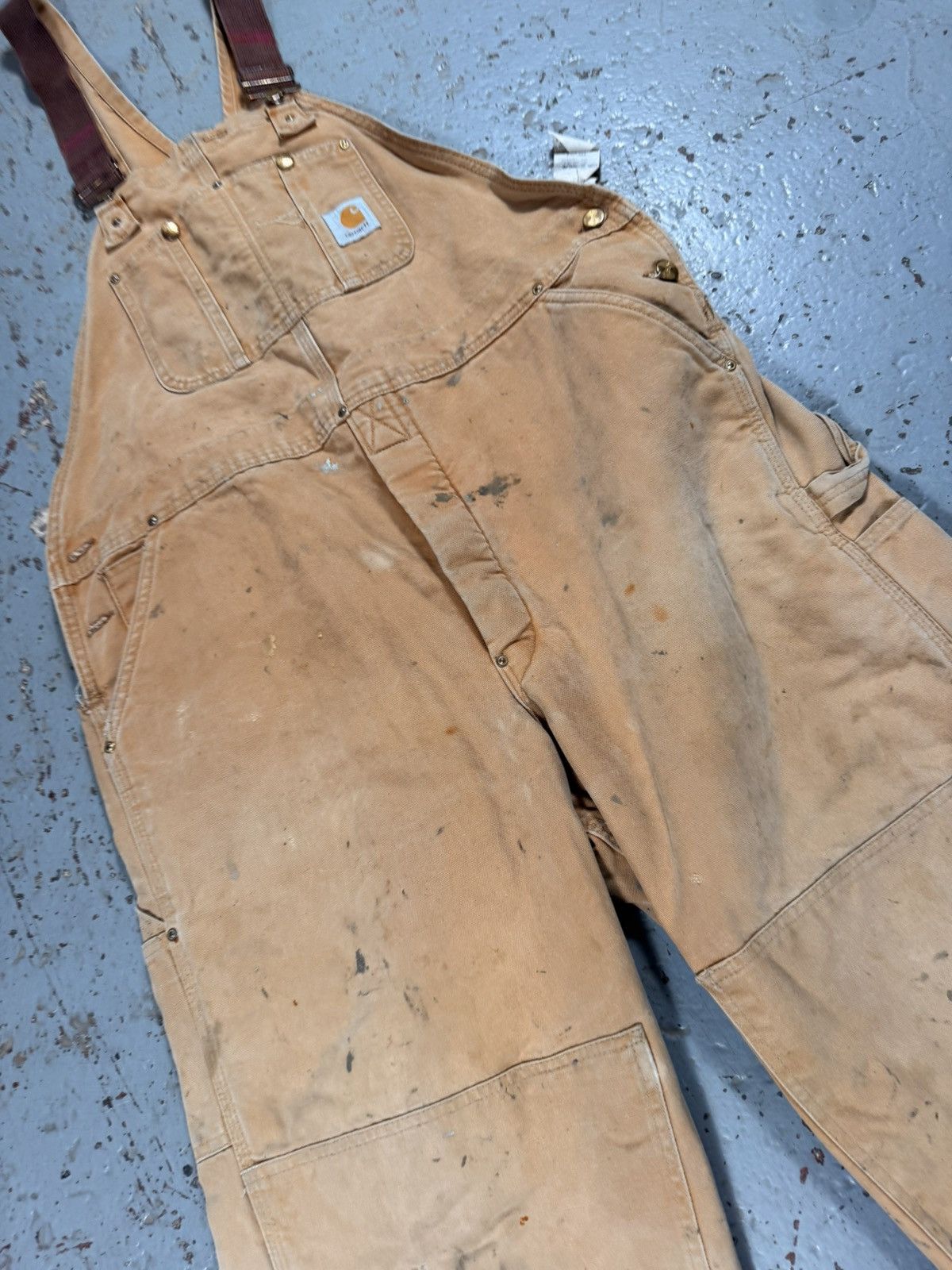 Carhartt Vintage Distressed Thrashed Faded Beige Carhartt Overalls Size US 42 / EU 58 - 3 Thumbnail