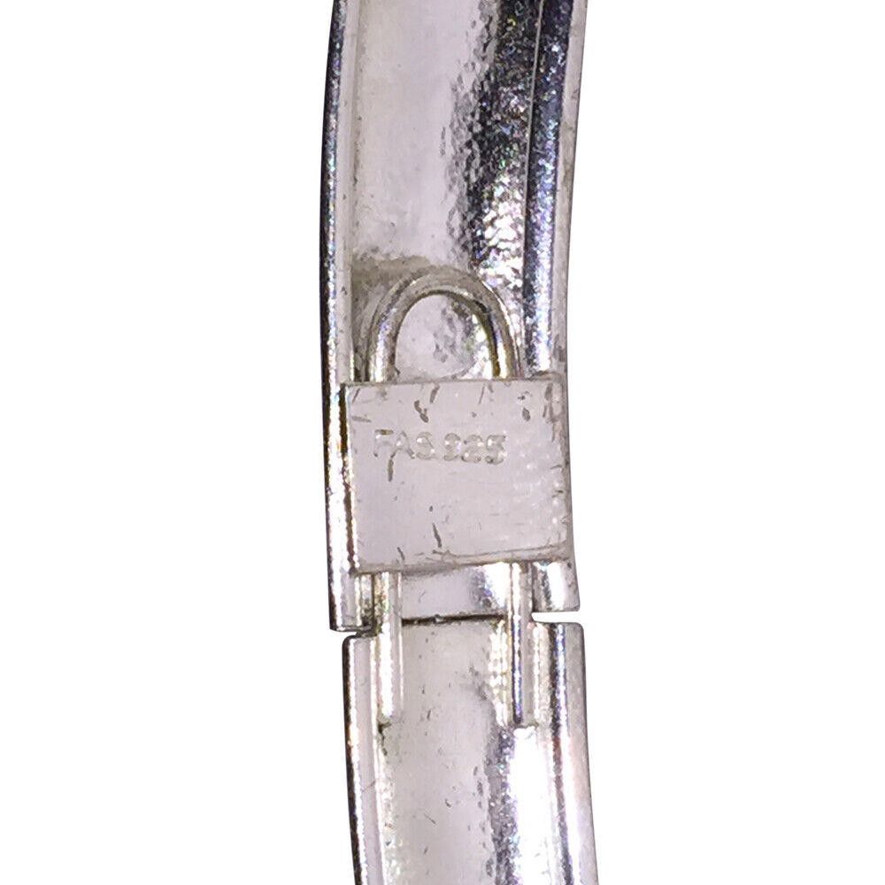 Designer Sterling Silver Diamond Etched Flexible Bangle Bracelet Size ONE SIZE - 6 Thumbnail