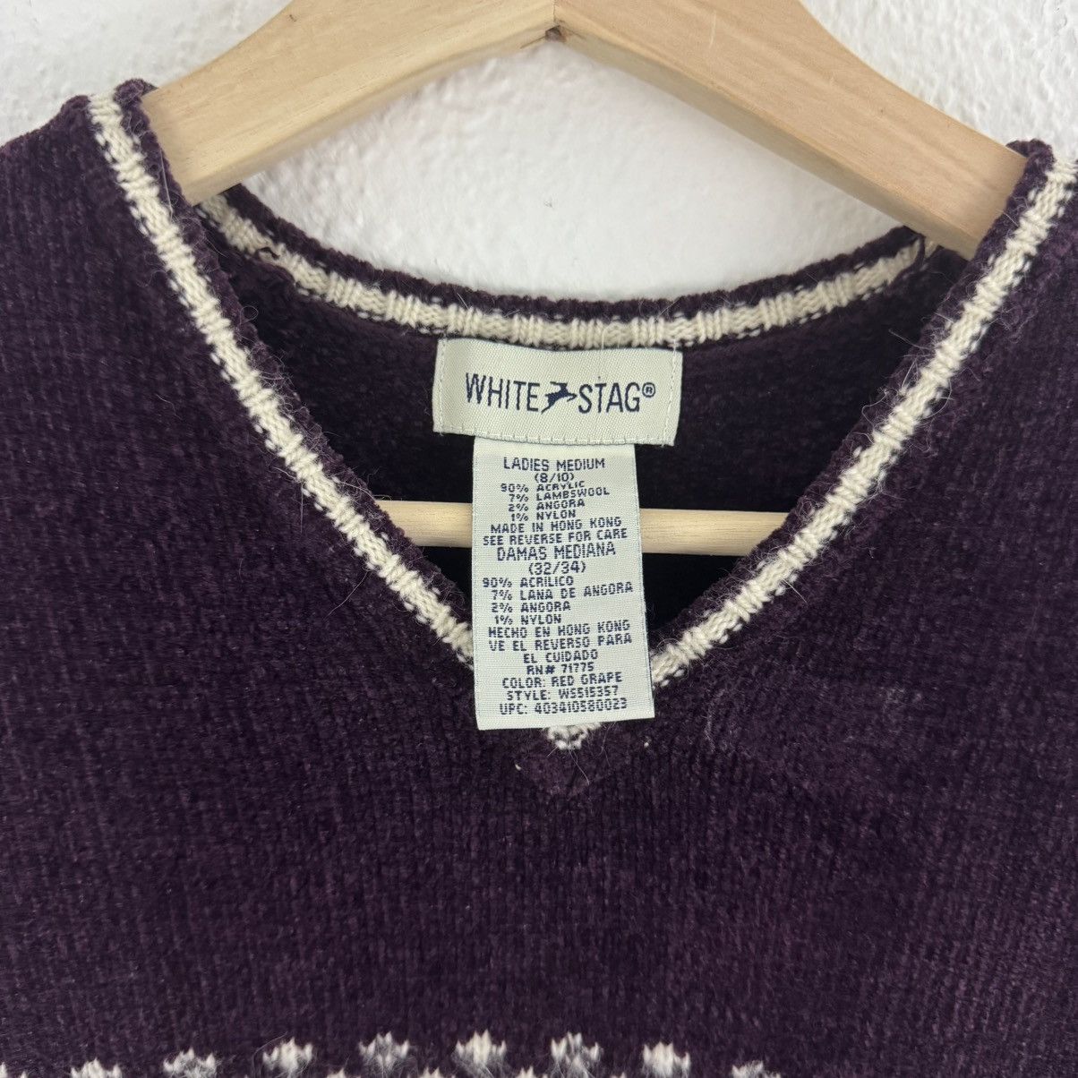 Other WHITE STAG Vintage 90s Dark Purple Fair Isle Sweater Vest Size M / US 6-8 / IT 42-44 - 5 Thumbnail