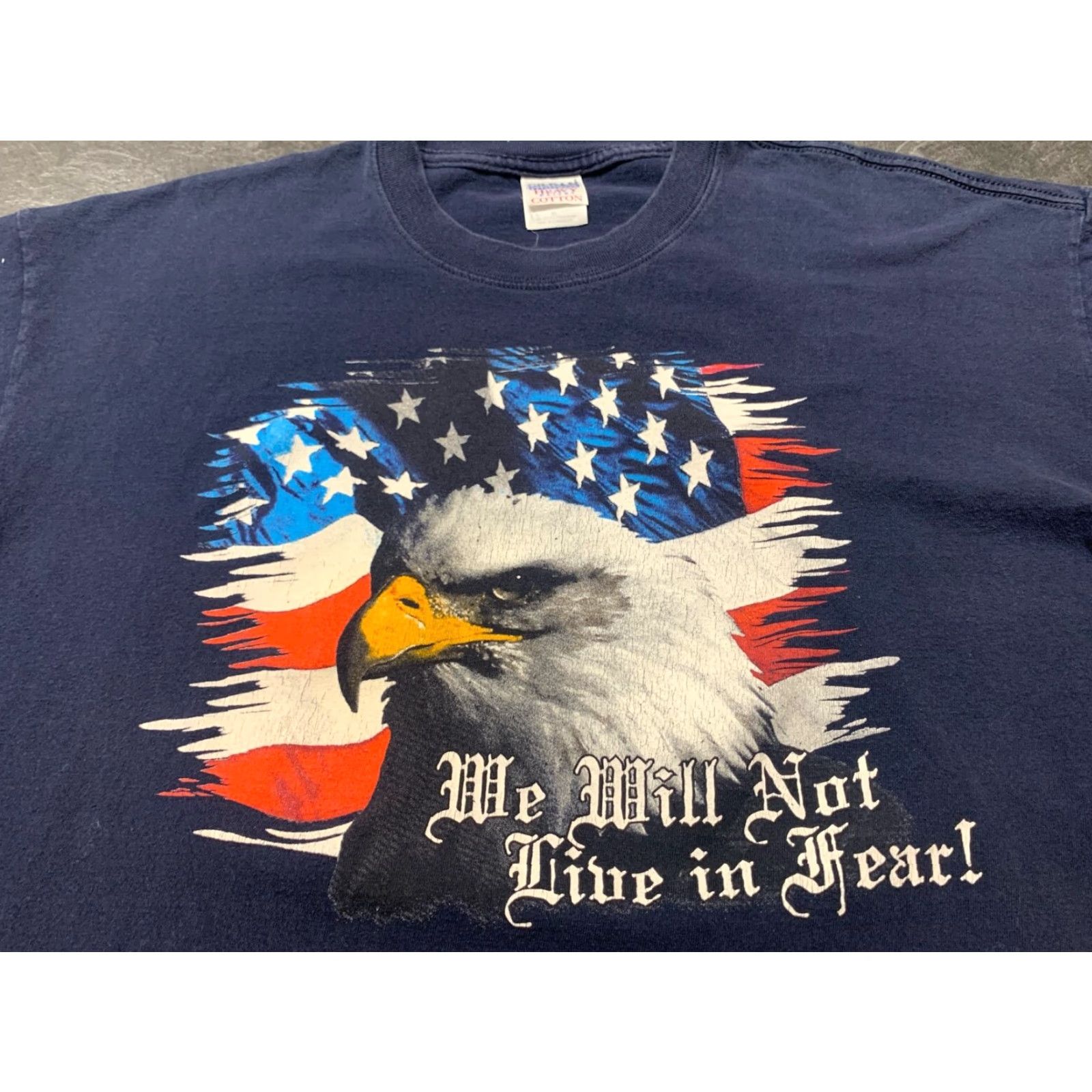 Gildan VINTAGE Gildan Patriotic Shirt Blue XL Short Sleeve Bald Eagle Mens Size US XL / EU 56 / 4 - 2 Thumbnail