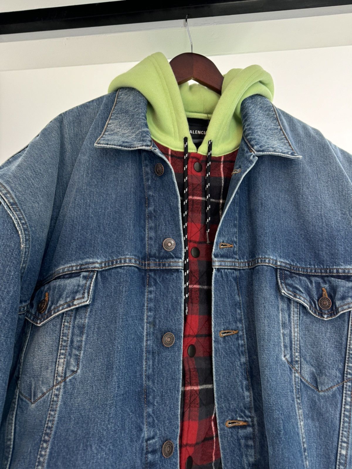 Balenciaga FW 18 Gilet Denim Layer 2 in 1 Plaid Quilted Hood Jacket Size US M / EU 48-50 / 2 - 3 Thumbnail