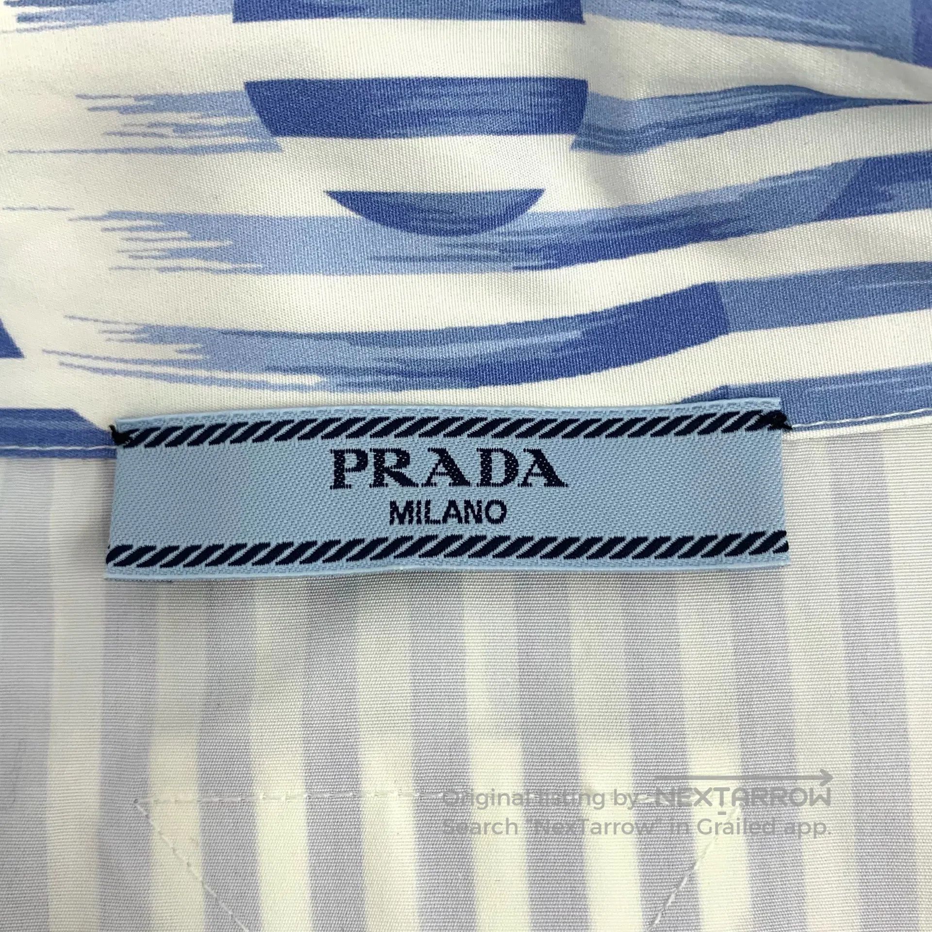 Prada Prada Blue striped floral printed cotton collarless single Size US XS / EU 42 / 0 - 6 Thumbnail