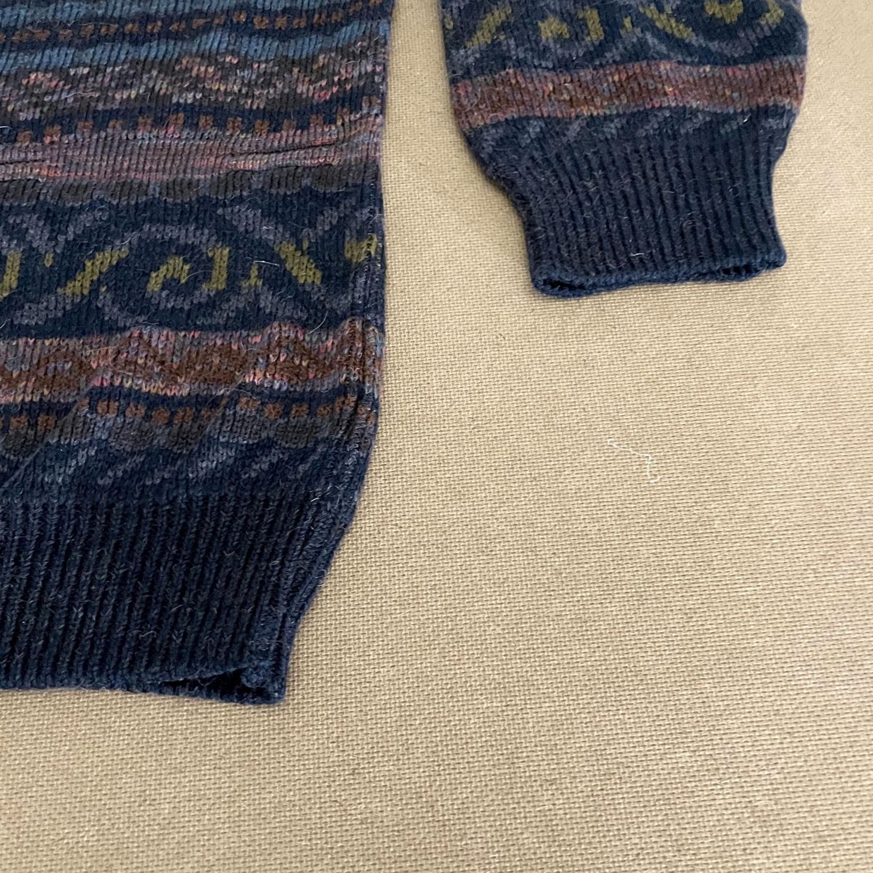 Marks & Spencer VINTAGE St Michael from Marks & Spencer Sweater Mens Large Navy Multi Knit Crew Neck 90s M&S UK Makers" Size US L / EU 52-54 / 3 - 4 Thumbnail