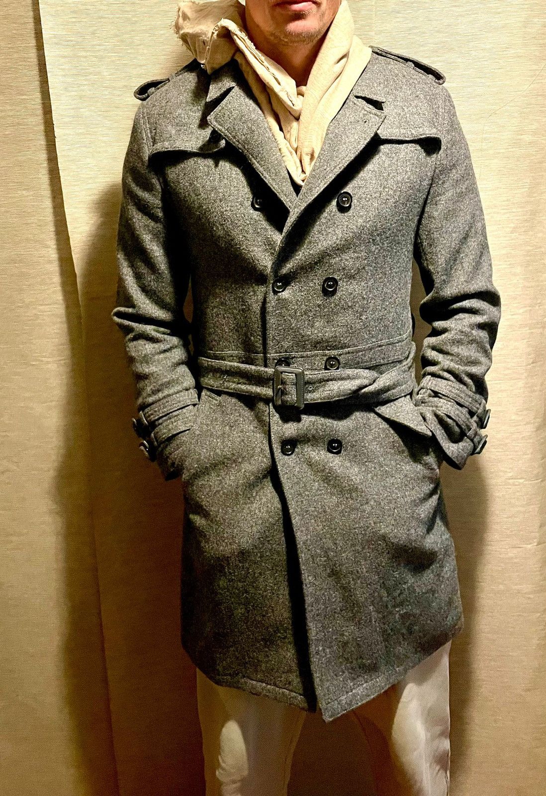 image of Neil Barrett Wool Trenchcoat Grey, Men's (Size XL)