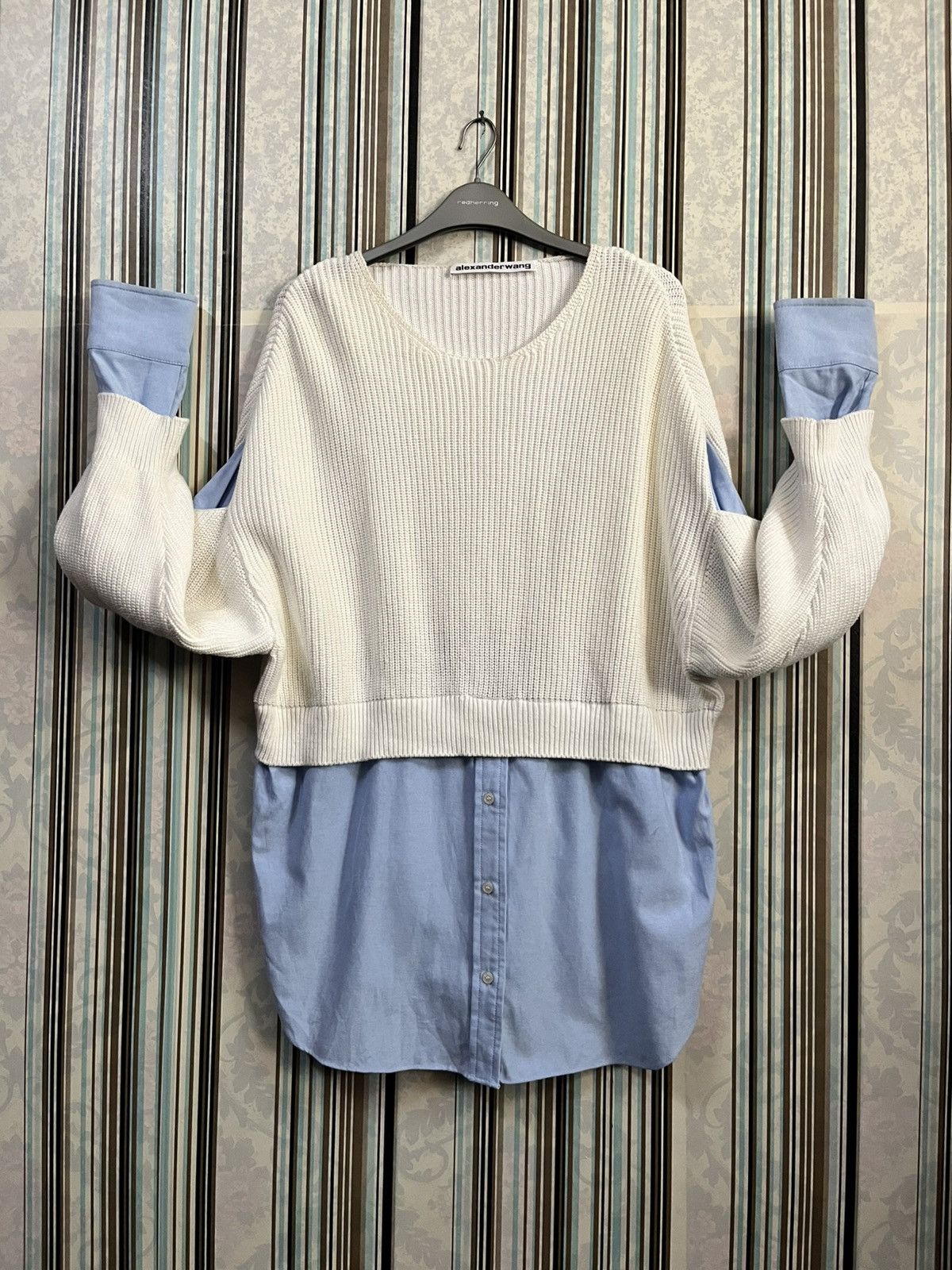 Alexander Wang 2000s mix media cotton hybrid poplin ribbed top #H2 Size M / US 6-8 / IT 42-44 - 4 Thumbnail