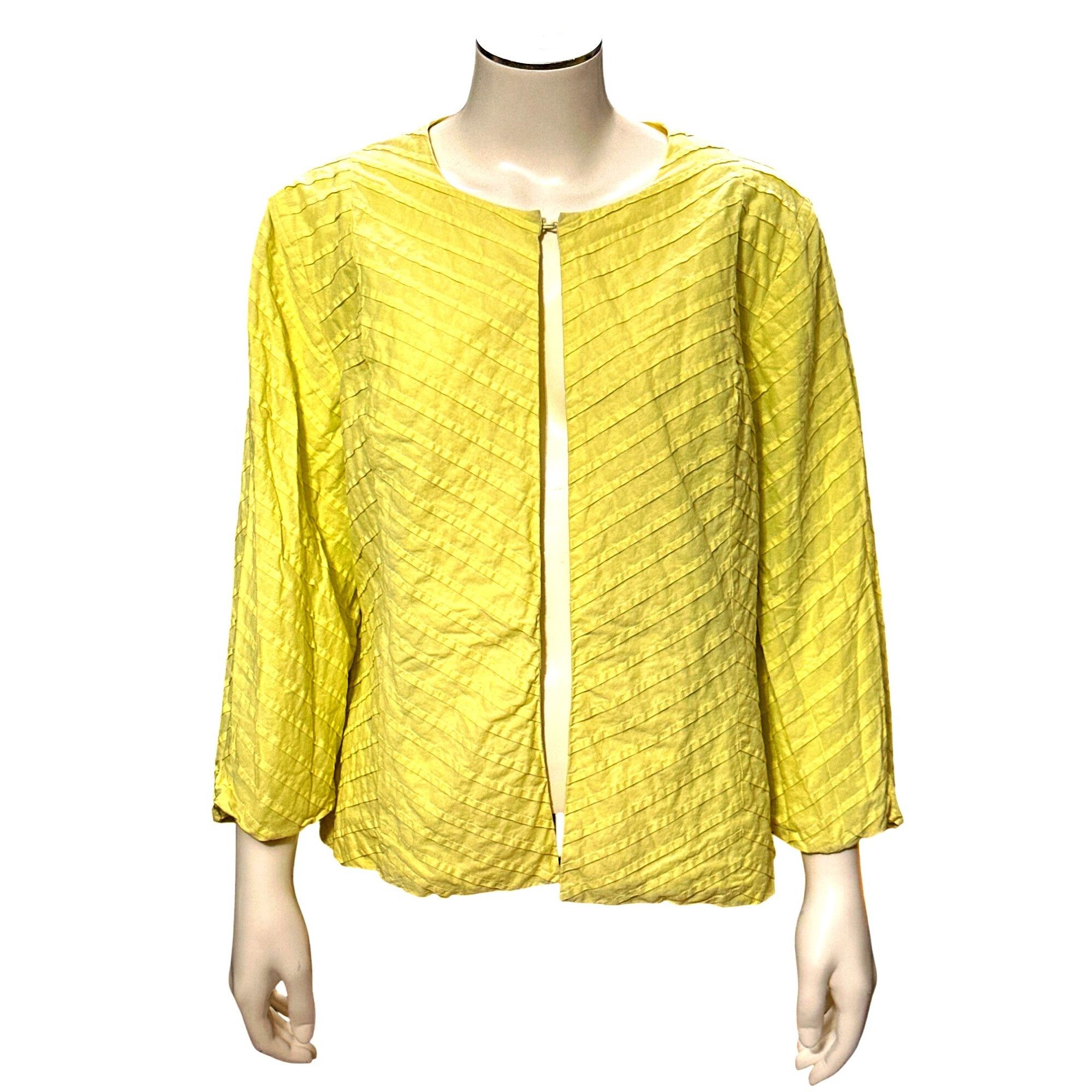Chicos Chicos Yellow Textured Open Front Jacket Cotton Polyester Li Size XS / US 0-2 / IT 36-38 - 1 Thumbnail