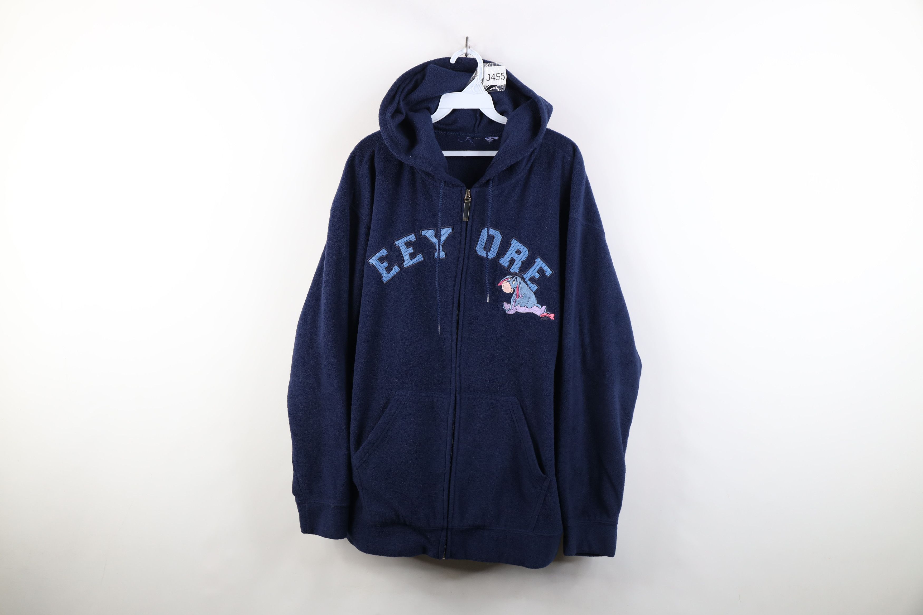 Disney Vintage 90s Disney Winnie the Pooh Eeyore Fleece Hoodie Blue Size XXL / US 16-18 / IT 52-54 - 1 Thumbnail
