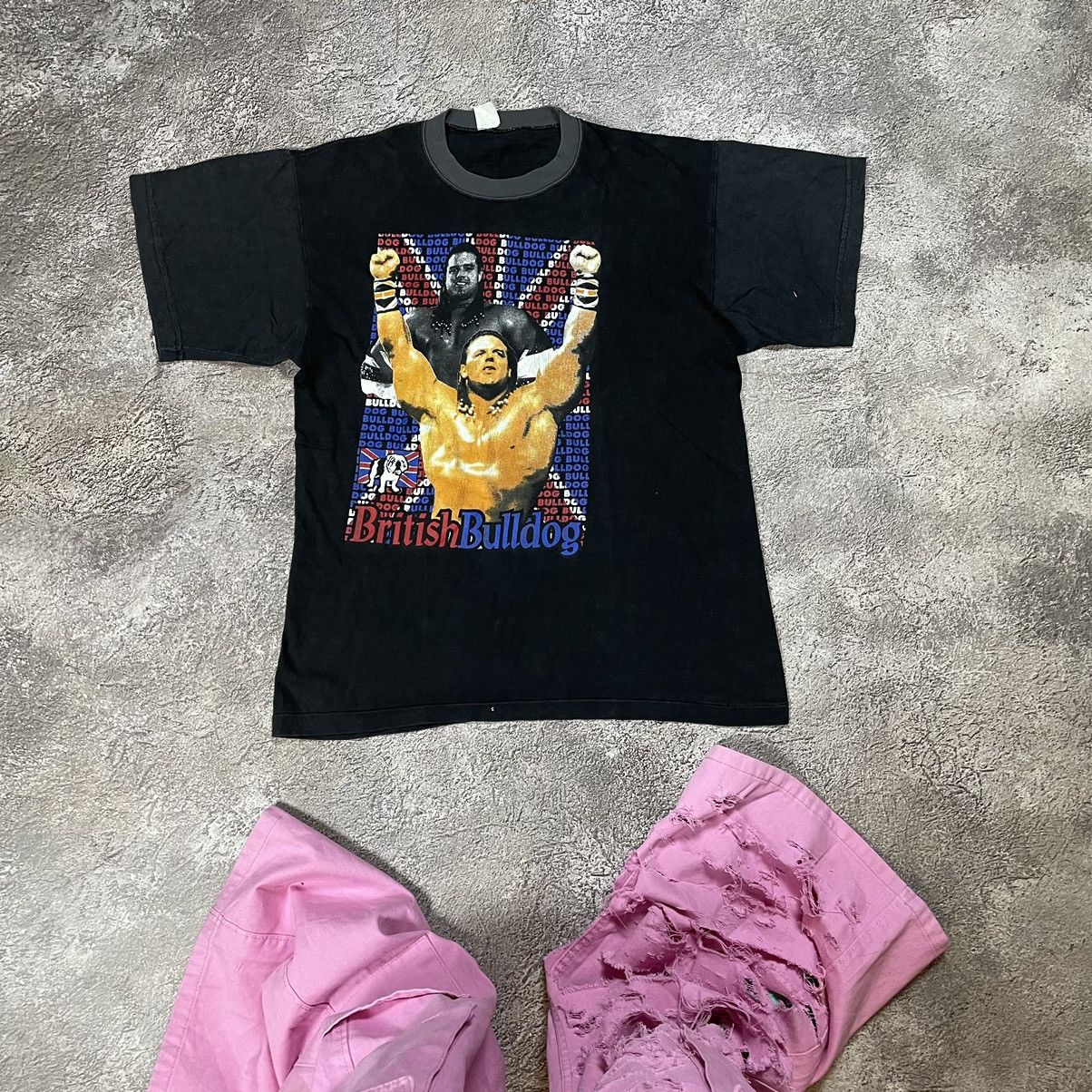 Vintage Y2K Tee BRITISH BULLDOG WWE WWF PRINT M