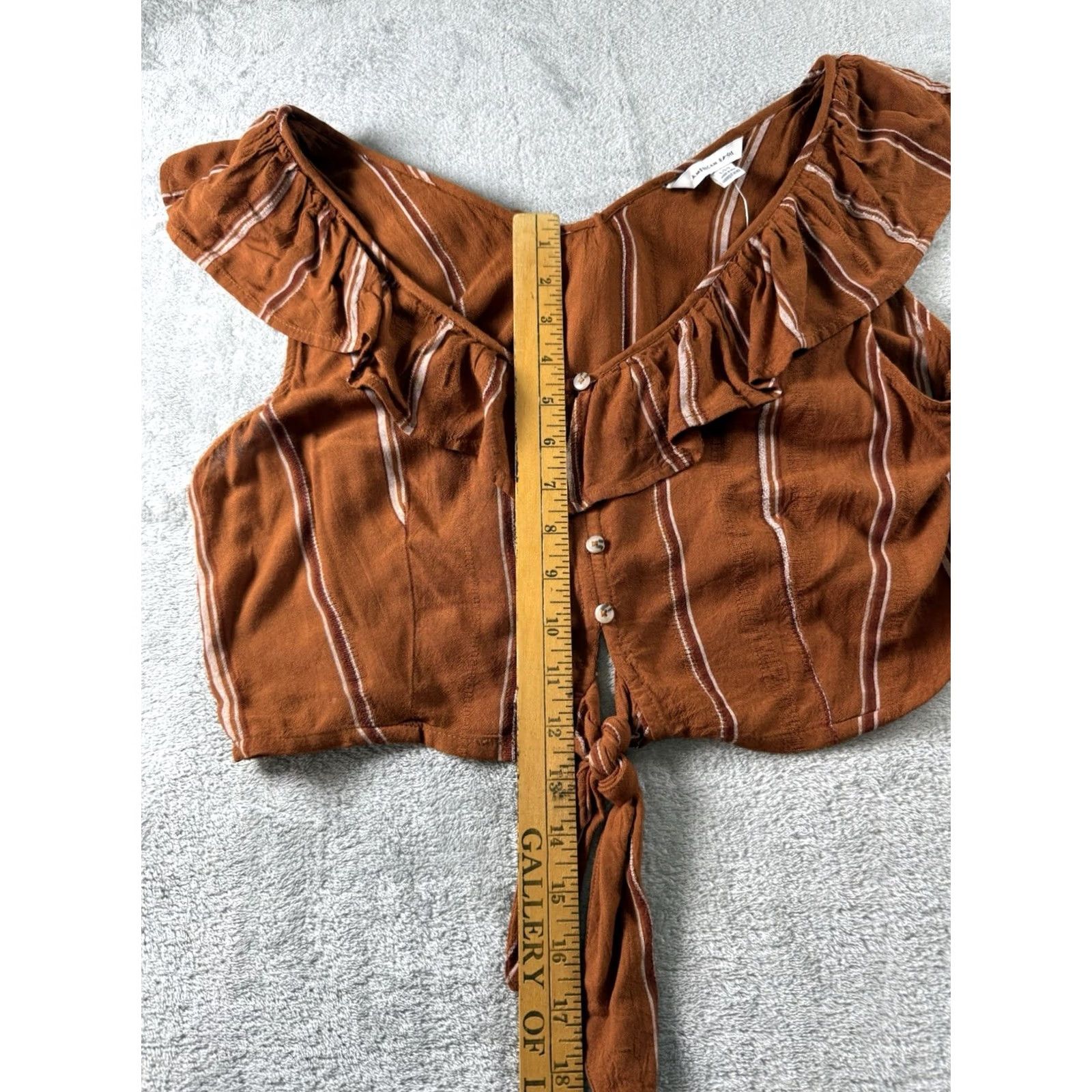 American Eagle Outfitters American Eagle Outfitters Cropped Knit Tank Rust L Boho Concert Ruffle Sleeve Women Size L / US 10 / IT 46 - 4 Thumbnail