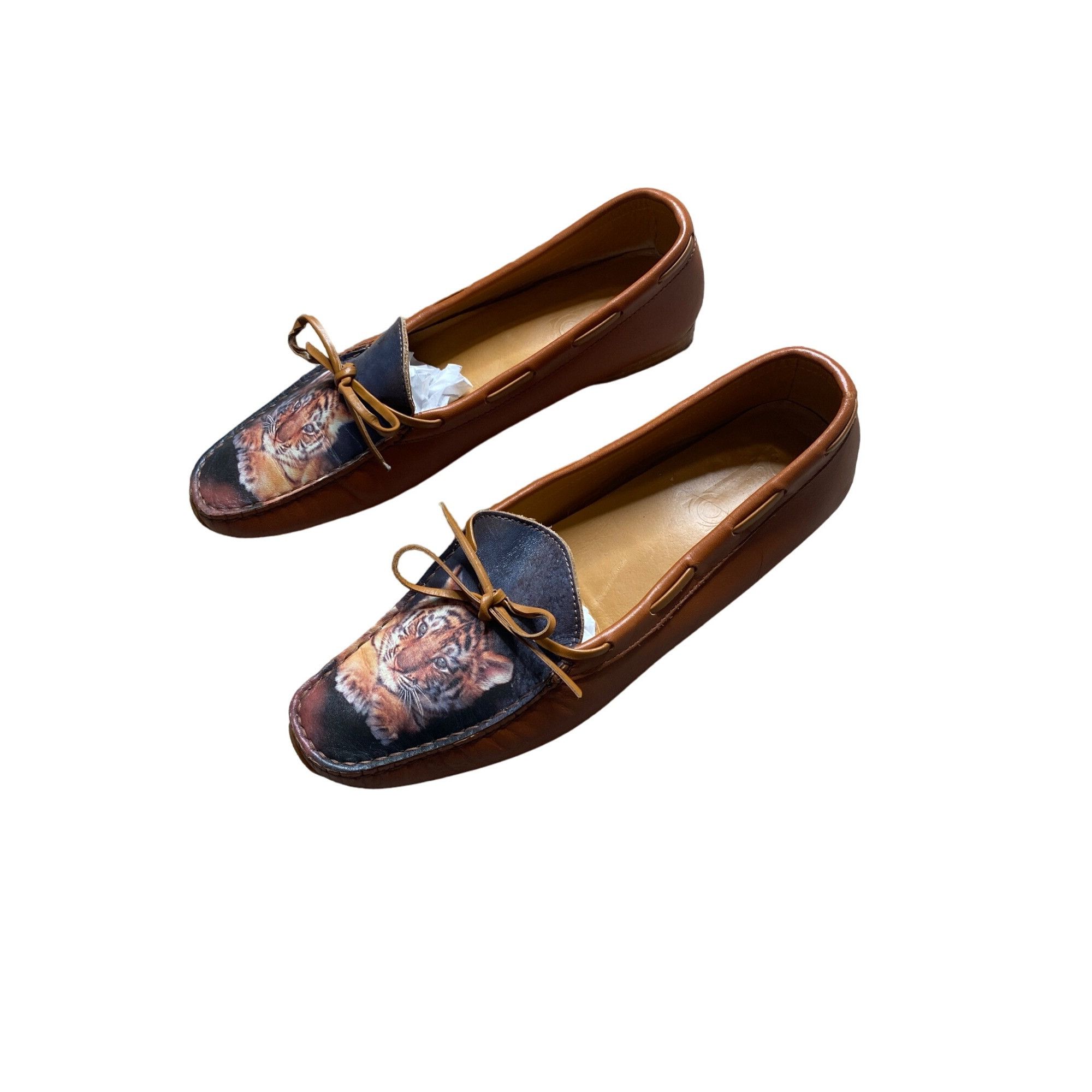 Other ICON WOMEN'S LEATHER TIGER ART TAN LOAFERS SZ 10 Size US 10 / IT 40 - 3 Thumbnail