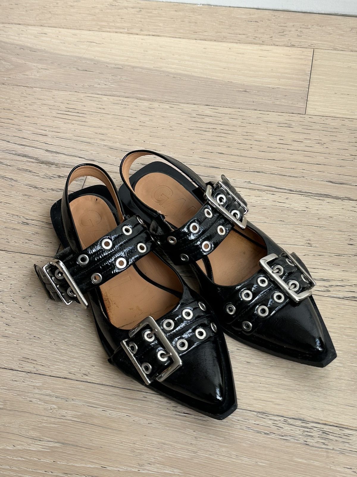Ganni Ganni Pointed Toe Mary Jane Flats Size US 8 / IT 38 - 2 Thumbnail