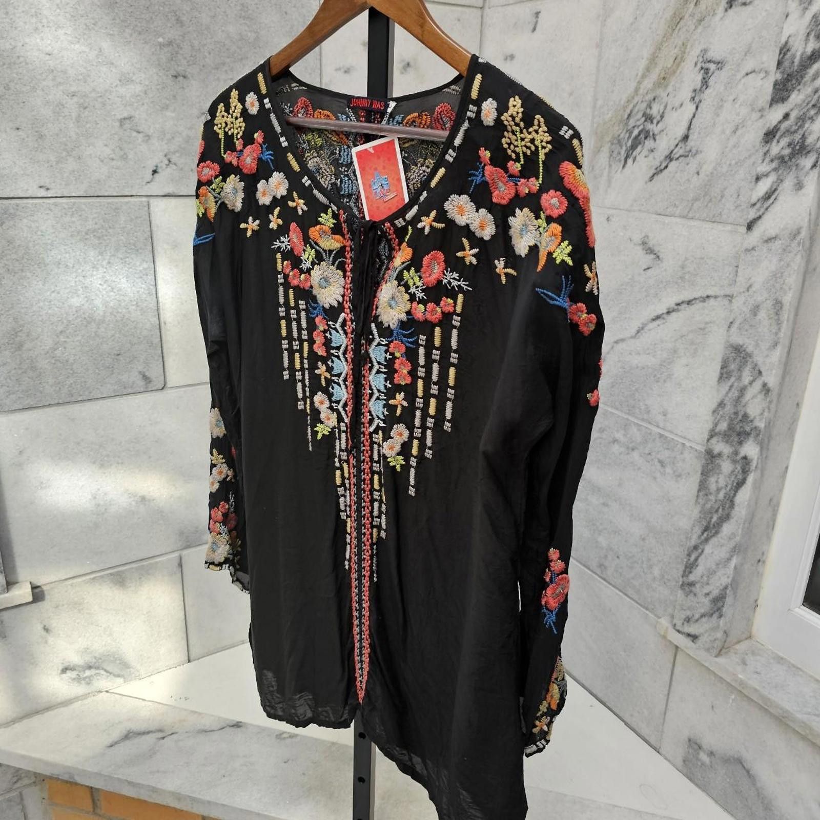 Designer Johnny Was Women's Black and Multi Blous Size L / US 10 / IT 46 - 4 Thumbnail