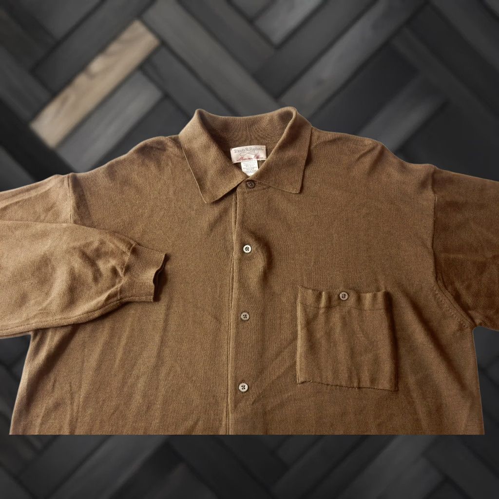 Vintage Tricots St. Raphael Shirt Button-Up Long Sleeve Men L Brown Wool&Silk Blend Front Shirt Size US L / EU 52-54 / 3 - 1 Thumbnail