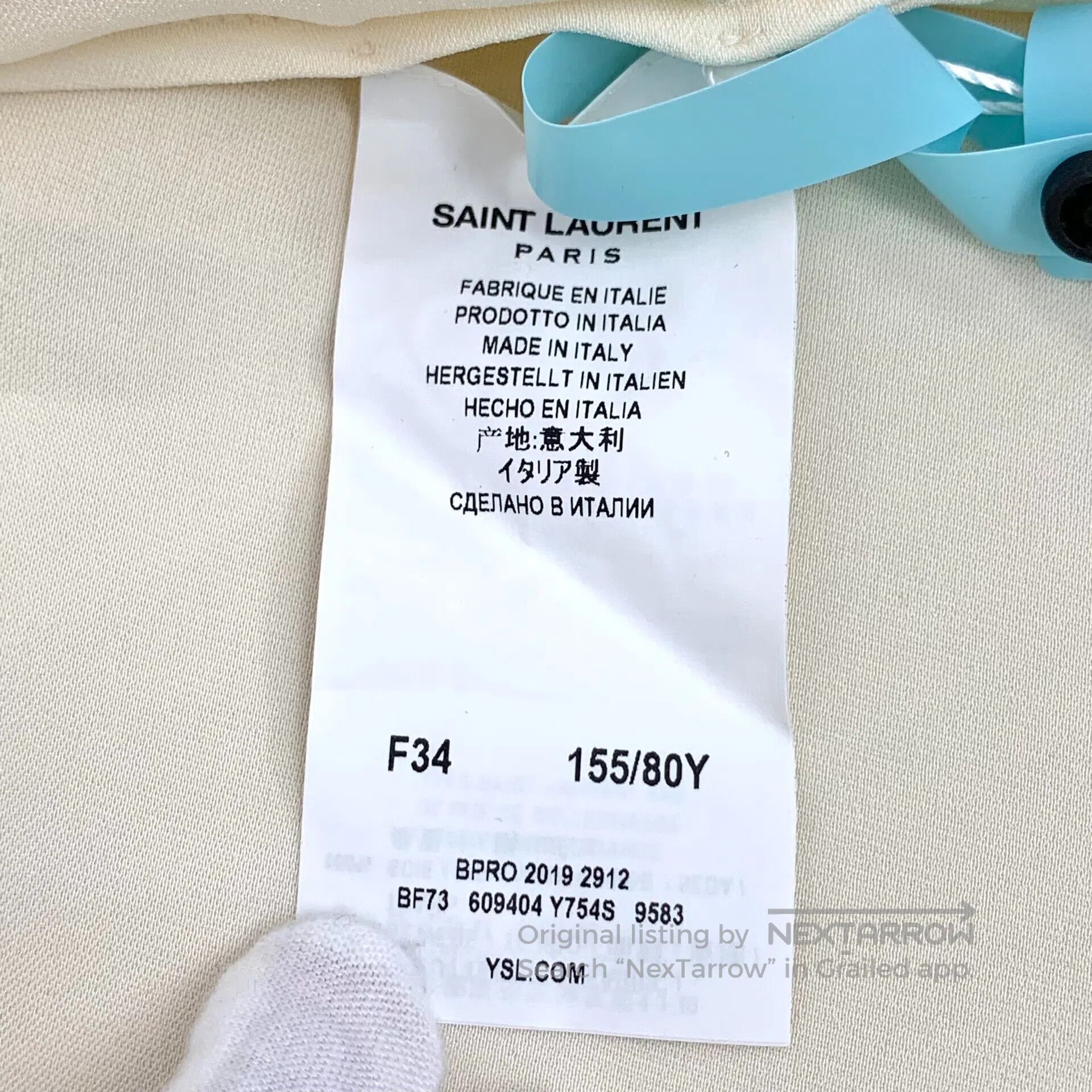 Saint Laurent Paris Saint Laurent Paris Champagne lapel mulberry silk tie wais Size XXS / US 00 / IT 34 - 6 Thumbnail