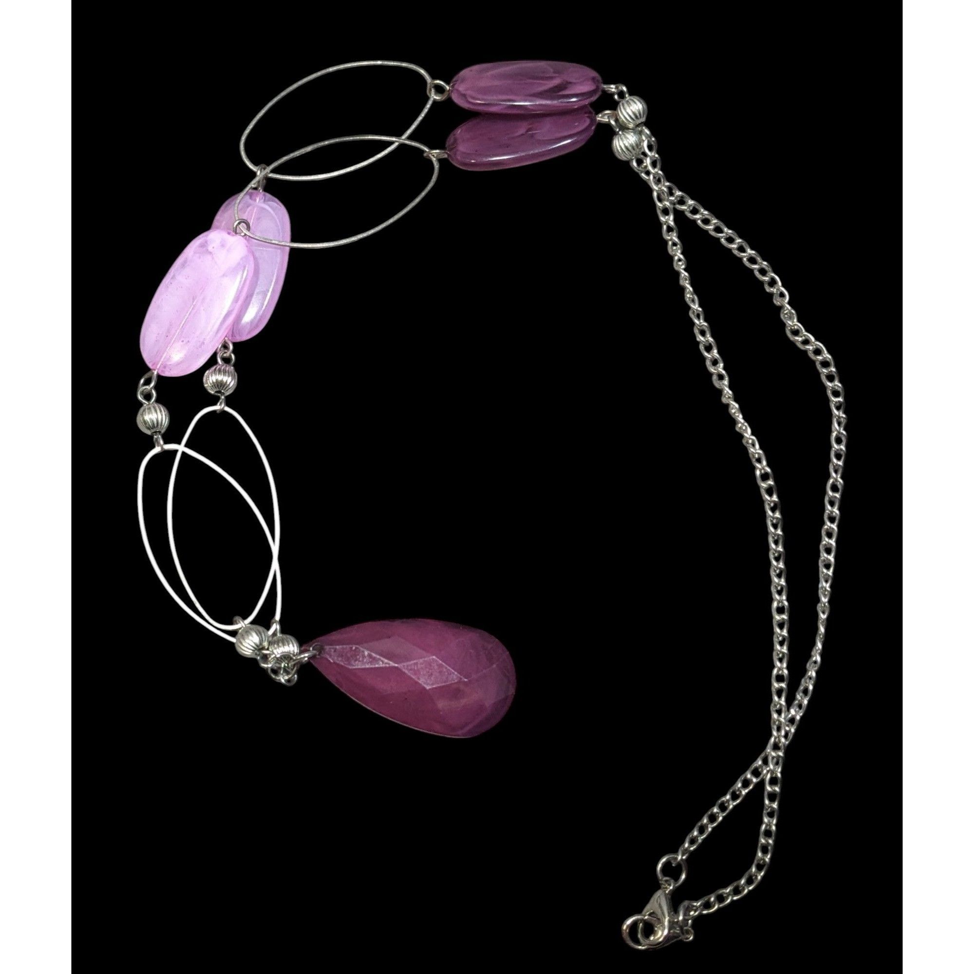Other Whimsical Purple Gemmed Silver Tone Necklace Size ONE SIZE - 1 Thumbnail