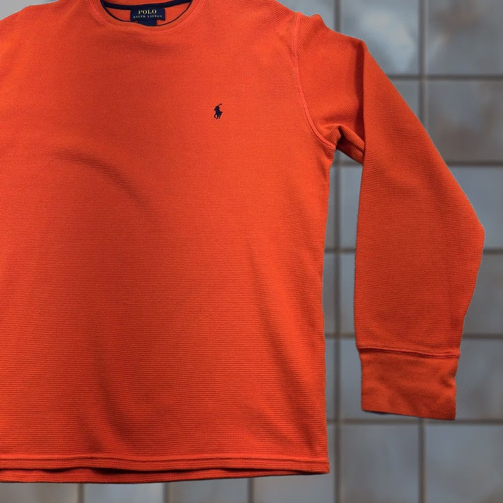 Polo Ralph Lauren Polo Ralph Lauren Shirt Mens Large Orange Long Sleeve Thermal Waffle Crew Top Size US L / EU 52-54 / 3 - 1 Thumbnail