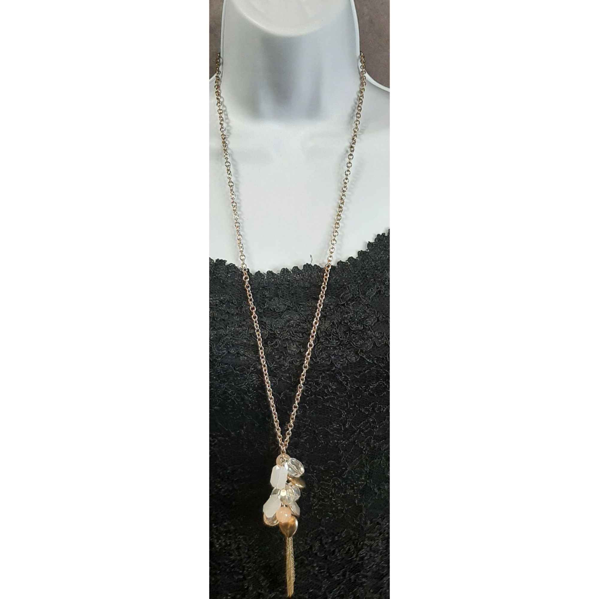 Other Y2K Heart And Crystal Charm Tassel Pendant Necklace Size ONE SIZE - 2 Thumbnail