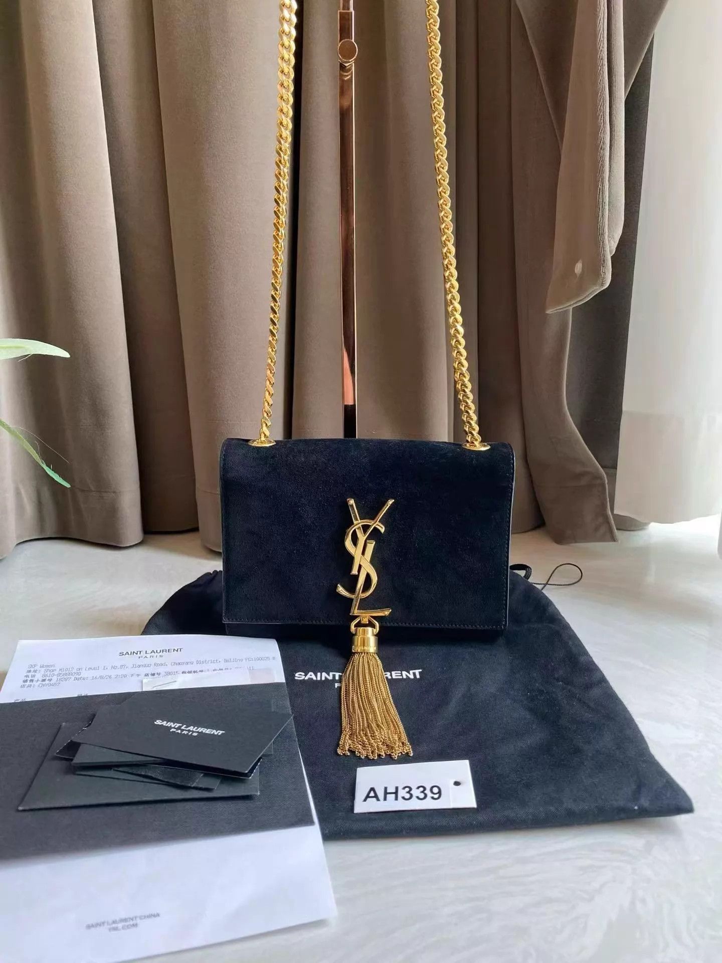 Saint Laurent Paris YSL suede tassel mini bag 17x4x12 good cond dust bag & rec Size ONE SIZE - 1 Thumbnail