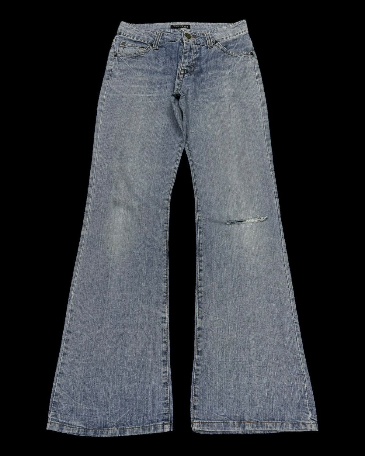 If Six Was Nine 💥90s Flare Jeans Bootcut Wavelist Distressed Denim Hype Size US 28 / EU 44 - 1 Thumbnail