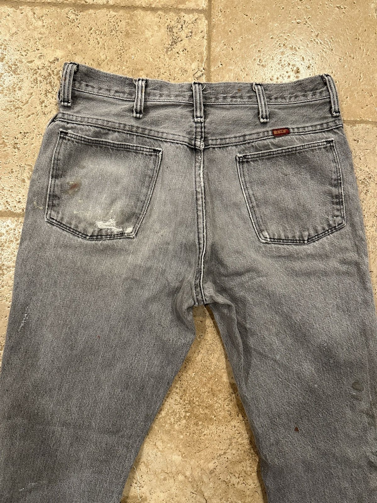 Rustler × Vintage Vintage Rustler Black faded Distressed Painter Denim Jeans Size US 32 / EU 48 - 9 Thumbnail