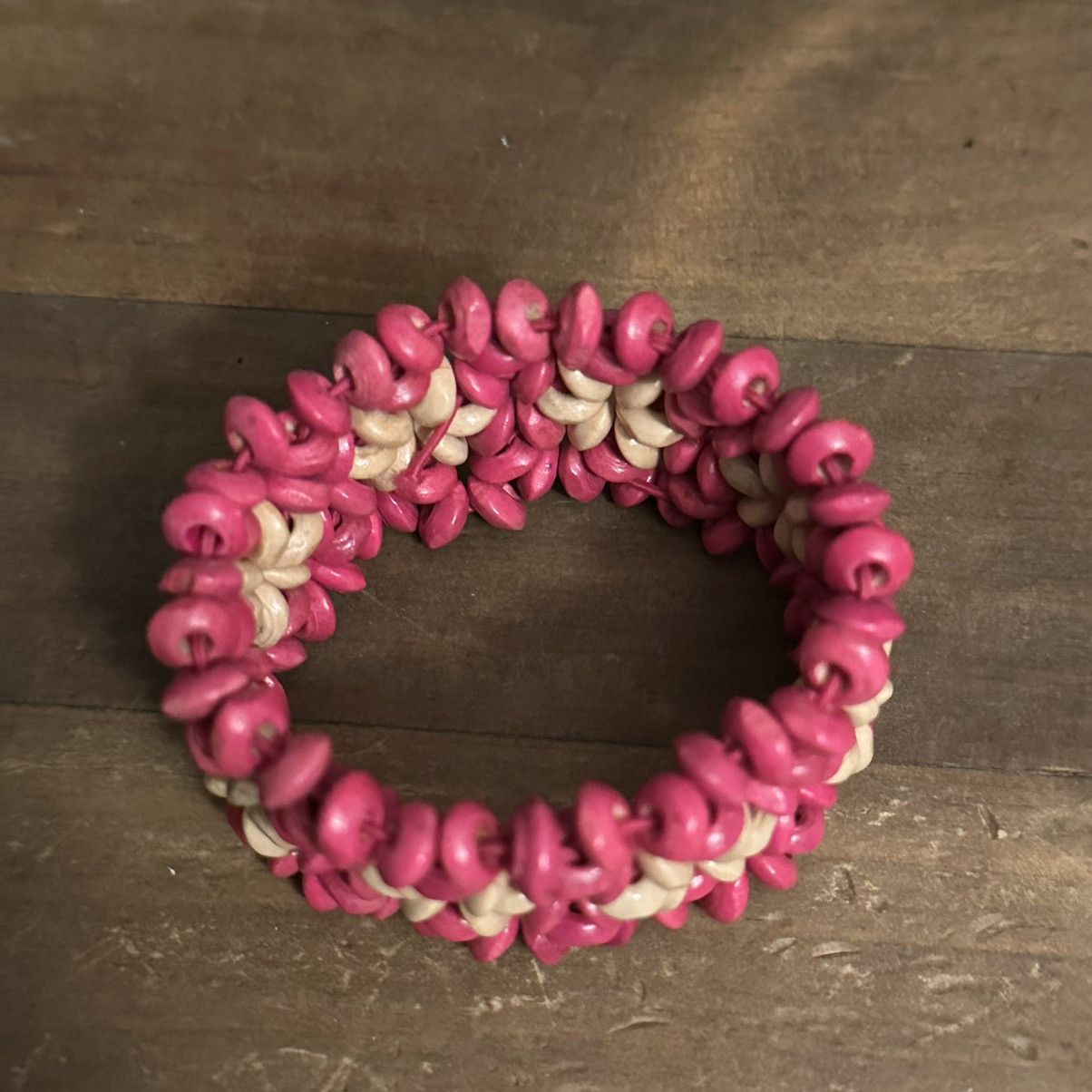 Other Wooden fuchsia and cream floral stretch bracelet Size ONE SIZE - 5 Thumbnail