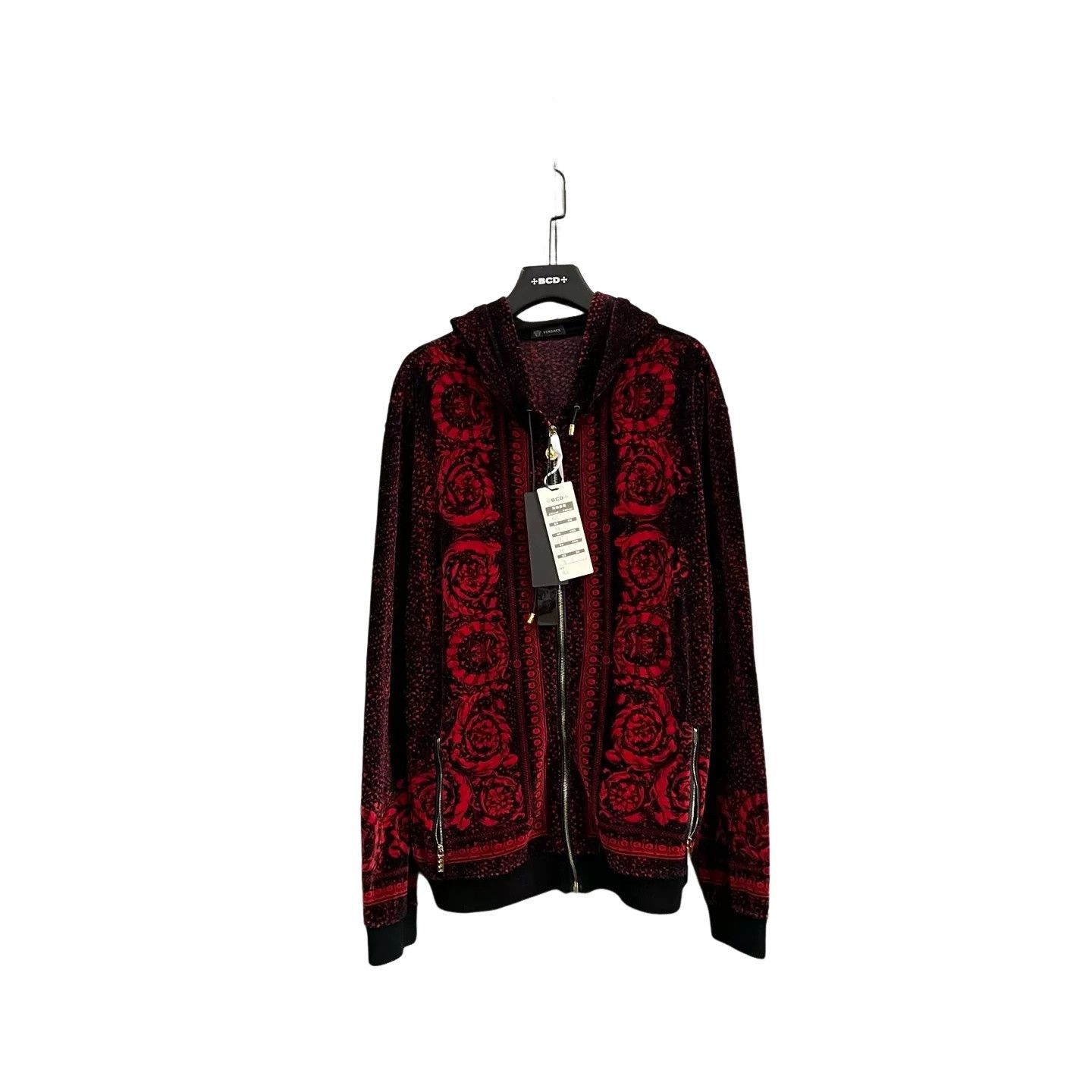 Versace Versace Baroque Rose Pattern Velour Zip Hoodie 5XL Size US XXL / EU 58 / 5 - 1 Thumbnail