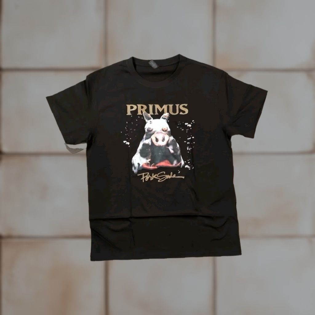 Vintage Primus Pork Soda T-Shirt Mens Regular Black Large 43" Chest 29" Long Graphic Print 90s Music Rock Animals Art Band Classic Short Sleeve Cotton Knit Size US L / EU 52-54 / 3 - 1 Thumbnail