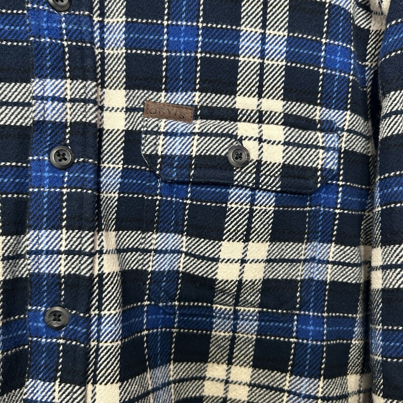 Orvis Orvis Heavy Flannel Plaid Button-Up “Blue White” Size US XL / EU 56 / 4 - 3 Thumbnail