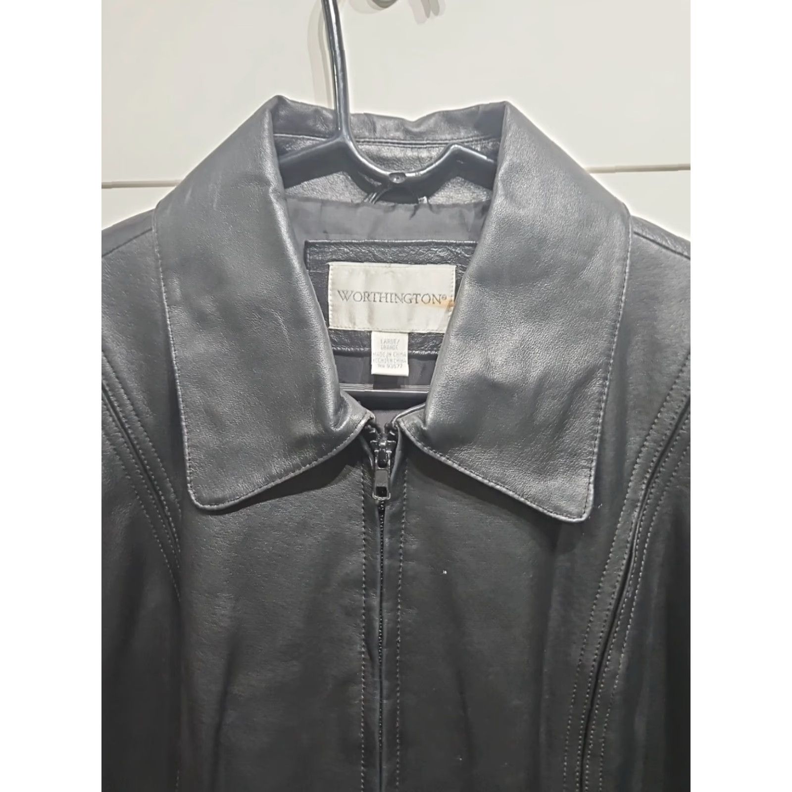 Worthington Worthington Womens Jacket Black Genuine Lambskin Leather Lined Large Zip Vintage Size L / US 10 / IT 46 - 3 Thumbnail