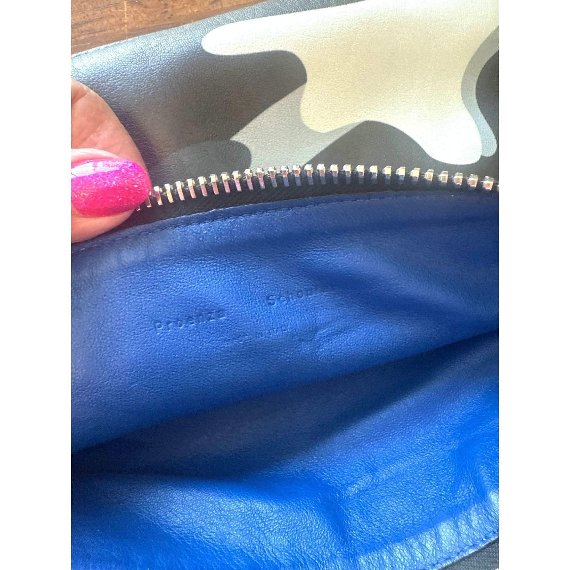 Proenza Schouler Proenza Schouler Camouflage Leather Pouch Blue Interior 11"x Size ONE SIZE - 5 Thumbnail