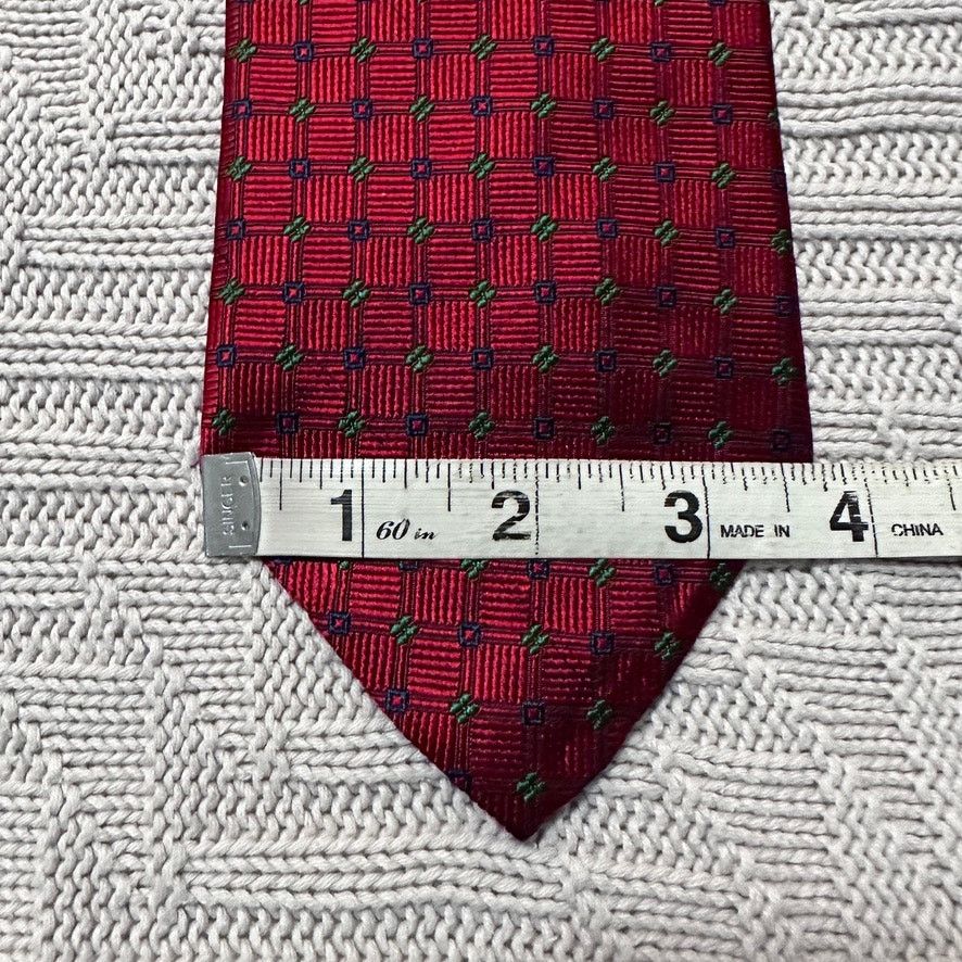 Vintage Vintage Venanzi red geometric plaid Italian silk tie Size ONE SIZE - 4 Thumbnail