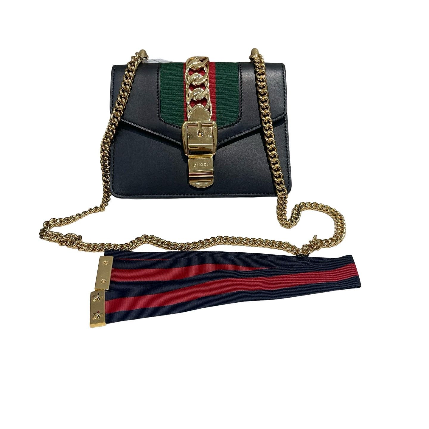 Gucci Sylvie Mini Leather Stripe Handle Bag One Size in Brown, Women's