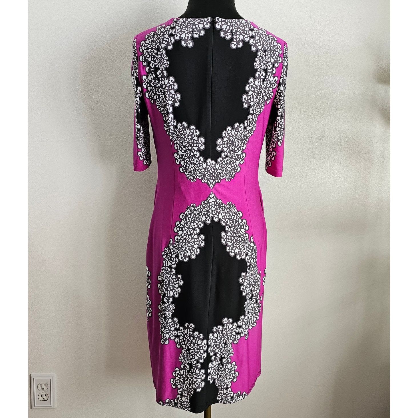Joseph Ribkoff Joseph Ribkoff Black and Purple Floral Shift Midi Dress 10 Size L / US 10 / IT 46 - 4 Thumbnail