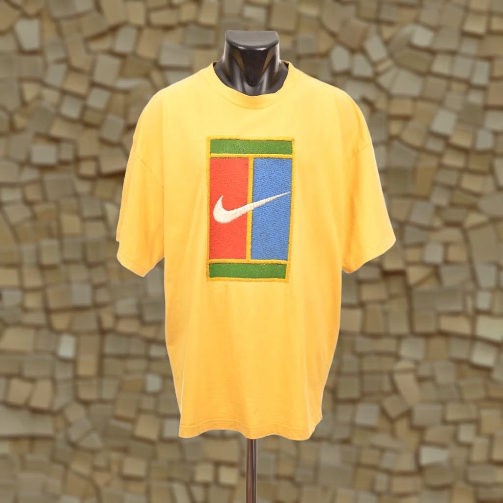 Nike Nike Challenge Court T-Shirt Vintage Yellow Big Logo XL Mens Shirt Size US XL / EU 56 / 4 - 1 Thumbnail