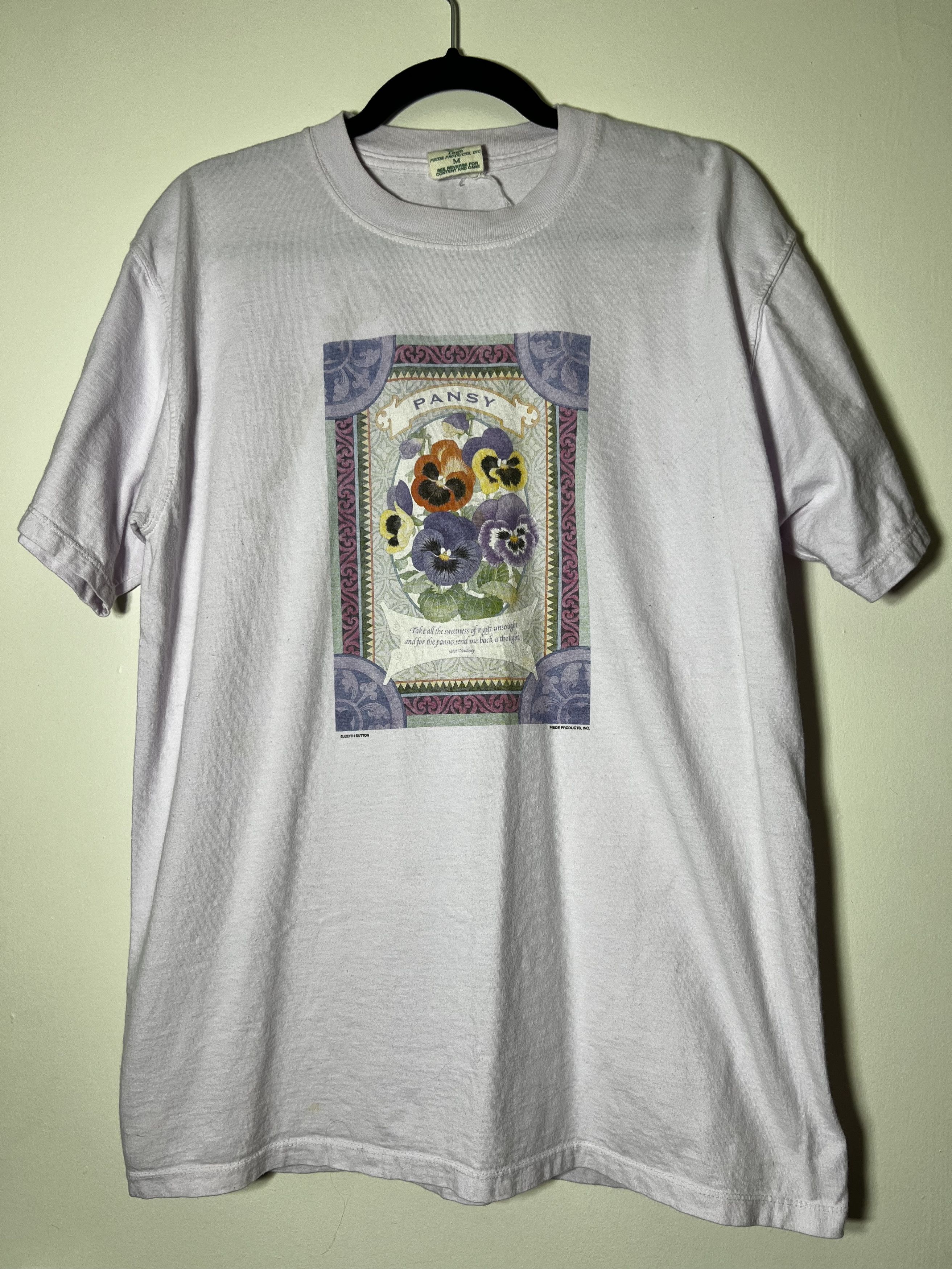 Other × Vintage Vintage Pansy Flower Graphic T-Shirt Size US M / EU 48-50 / 2 - 1 Thumbnail