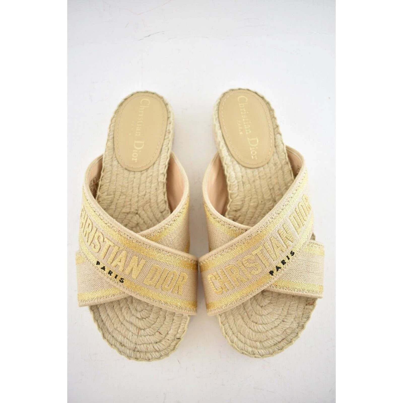 Dior Christian Dior Granville Dway Gold Beige Espadrille Size US 5 / IT 35 - 8 Thumbnail