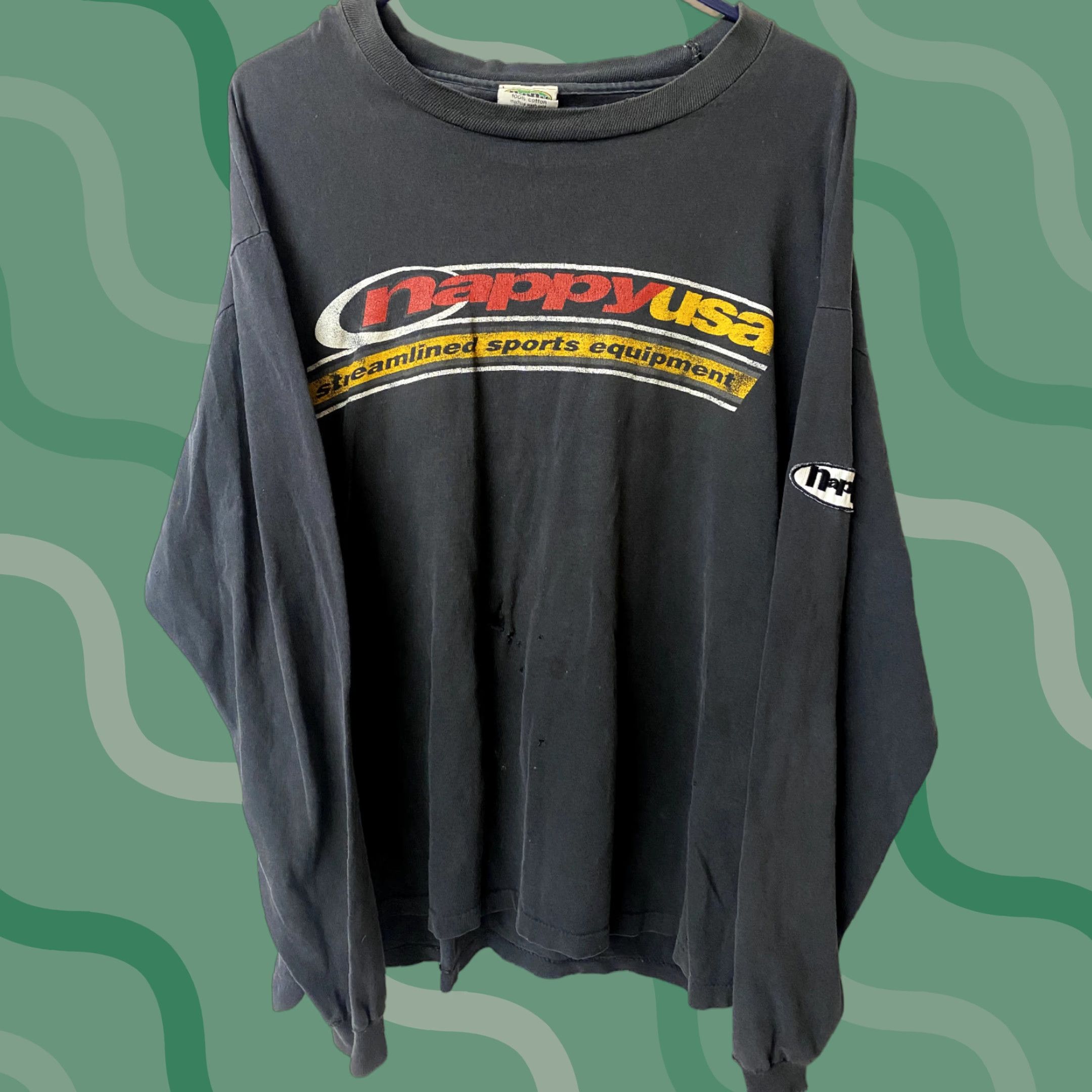 Equipment VINTAGE Nappy T-Shirt Long Sleeve Crew Neck XL Black 100% Cotton Hip Hop 90s Music Mens Tee 1990s Graphic Print Size US XL / EU 56 / 4 - 1 Thumbnail
